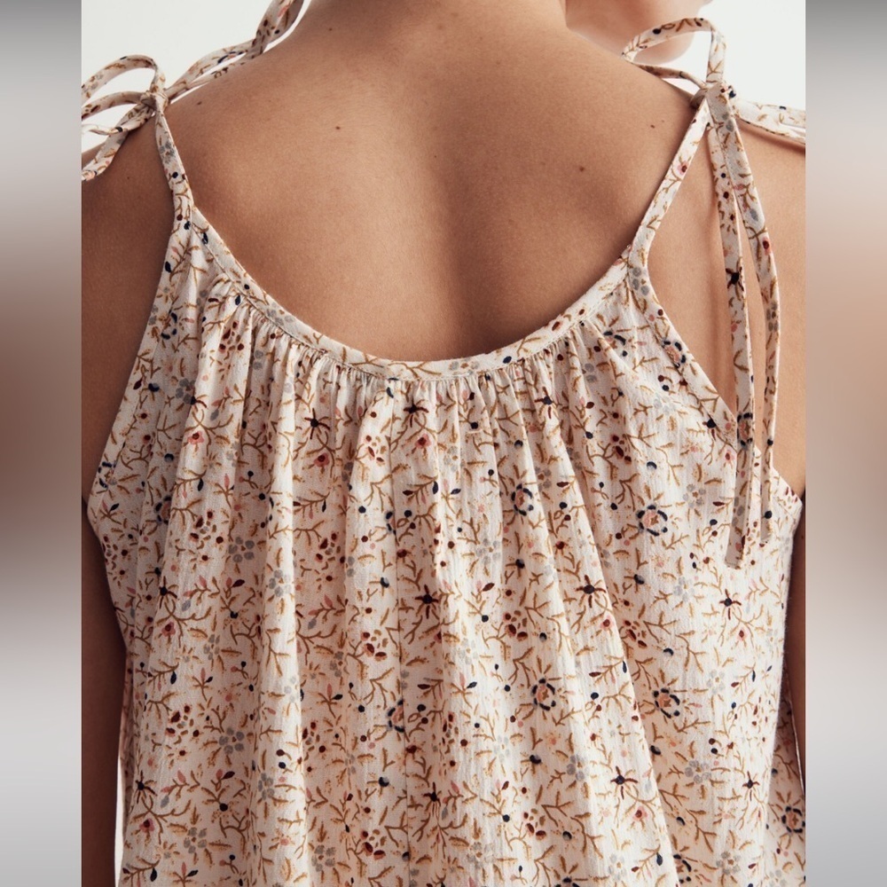 Madewell Crinkle Tie-Strap Ruffle-Hem Cover-Up Dress in Florentine Floral NF583 - Picture 4 of 8